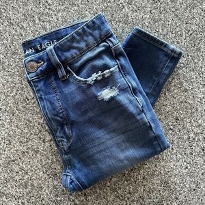 American Eagle Jeans Womens 0 R‎ 25x25 High Rise Jegging Crop Distressed Ripped
